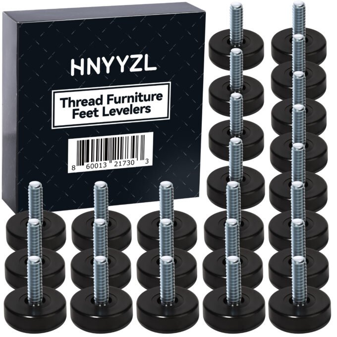 HNYYZL 1/4" Thread Furniture Feet Levelers,24PCS Furniture Leveling Feet,Adjustable Furniture Feet Threaded Screw in,Table Leg Levelers,Furniture Glide Leveling for Table, Cabinets, Chairs, Stool Legs