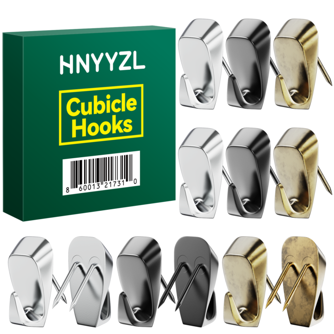 HNYYZL 12PCS Cubicle Hooks, Cubicle Hooks for Fabric Walls,Cubicle Hooks for Hanging,Cubicle Clips, Fabric Panel Wall Hooks for 40 Lbs 3Color(Bronze Black Silver)