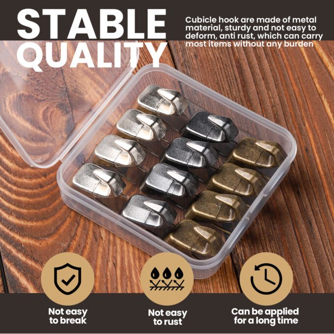 HNYYZL 12PCS Cubicle Hooks, Cubicle Hooks for Fabric Walls,Cubicle Hooks for Hanging,Cubicle Clips, Fabric Panel Wall Hooks for 40 Lbs 3Color(Bronze Black Silver)
