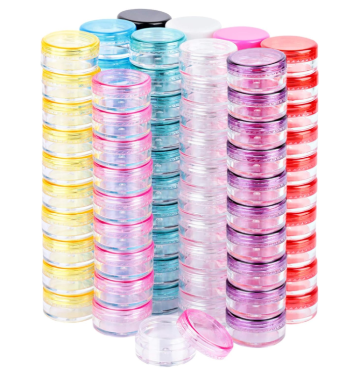 HNYYZL Sample Container,5 Gram Empty Plastic Cosmetic Pot Jars for Eye Shadow Nails Powder Jewelry Cosmetic Lip Balm Lip Gloss Cream Lotion(10 colors, 100 Pcs)
