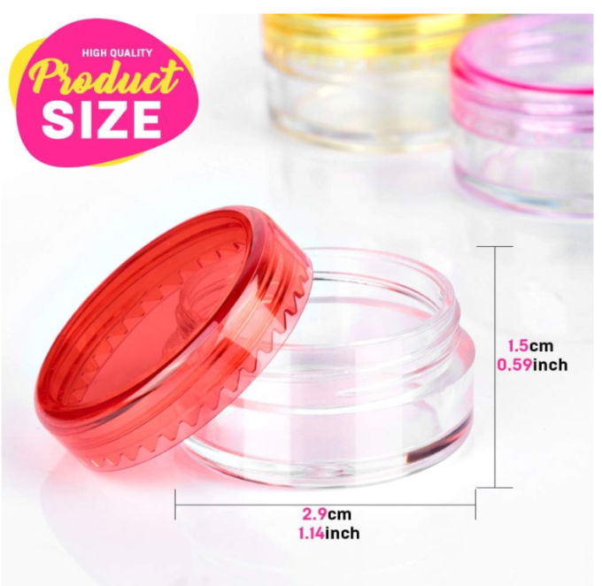 HNYYZL Sample Container,5 Gram Empty Plastic Cosmetic Pot Jars for Eye Shadow Nails Powder Jewelry Cosmetic Lip Balm Lip Gloss Cream Lotion(10 colors, 100 Pcs)