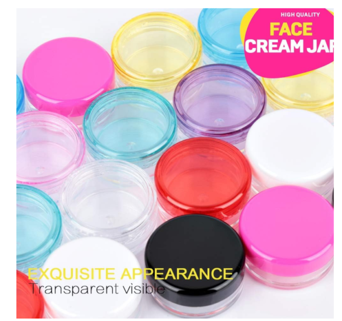 HNYYZL Sample Container,5 Gram Empty Plastic Cosmetic Pot Jars for Eye Shadow Nails Powder Jewelry Cosmetic Lip Balm Lip Gloss Cream Lotion(10 colors, 100 Pcs)
